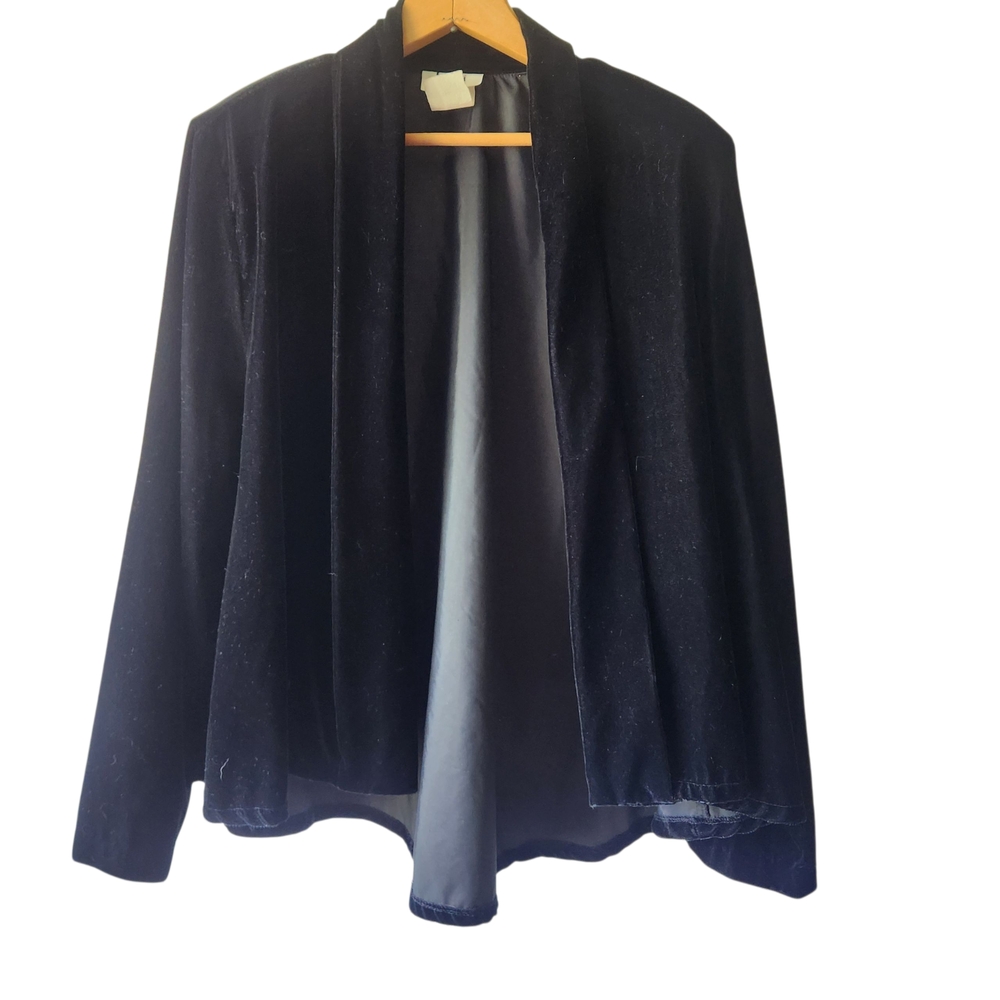 VTG Kiki Black Velvet Women's Blazer Made In USA Size XL Dressy